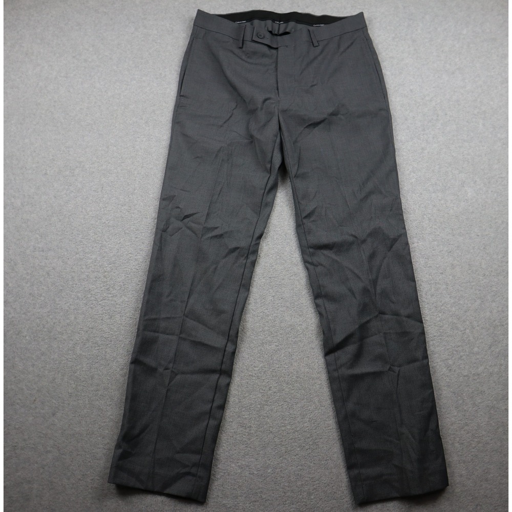 Calvin Klein Dress Pants Mens 32x30 X Slim Fit Gray Stretch Dress Slacks Formal